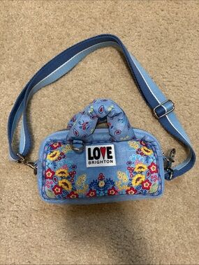 Brighton Light Blue Floral Love Crossbody Bag